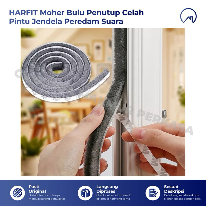 Seal Door Seal Peredam Perekat 3M Penutup Celah Pintu dan Jendela Bulu Halus Mohar Moher