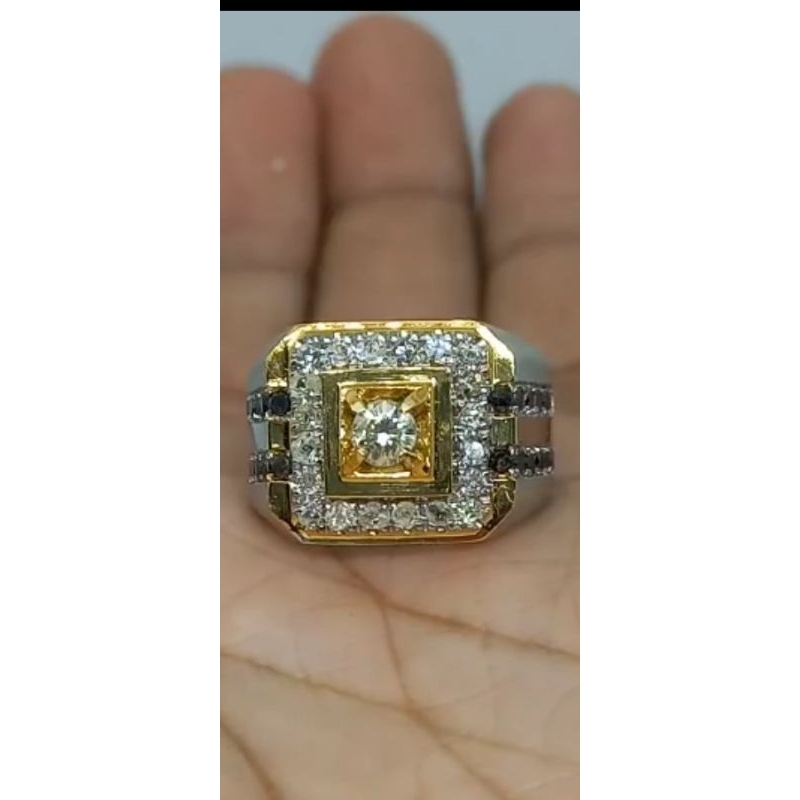 cincin berlian pria mewah free memo card/  cincin pria / laki full berlian + samping berlian hitam g
