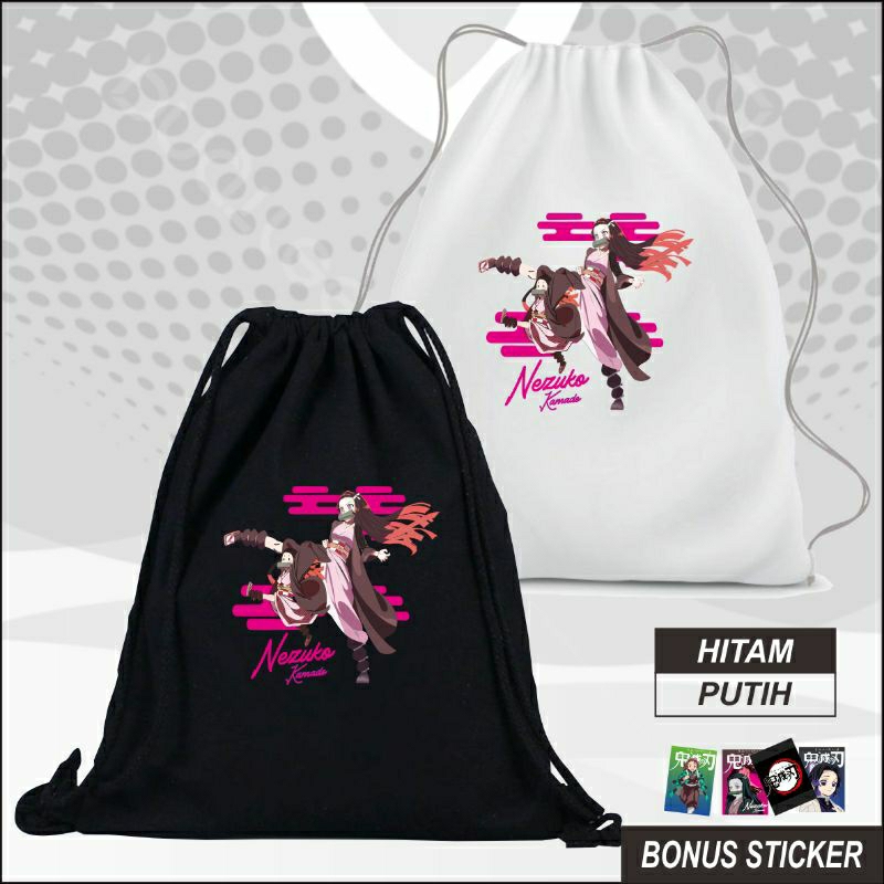 Tas Serut Gendong Stringbag Anime Nezuko Kamado Demon Slayer Manga Jepang V2