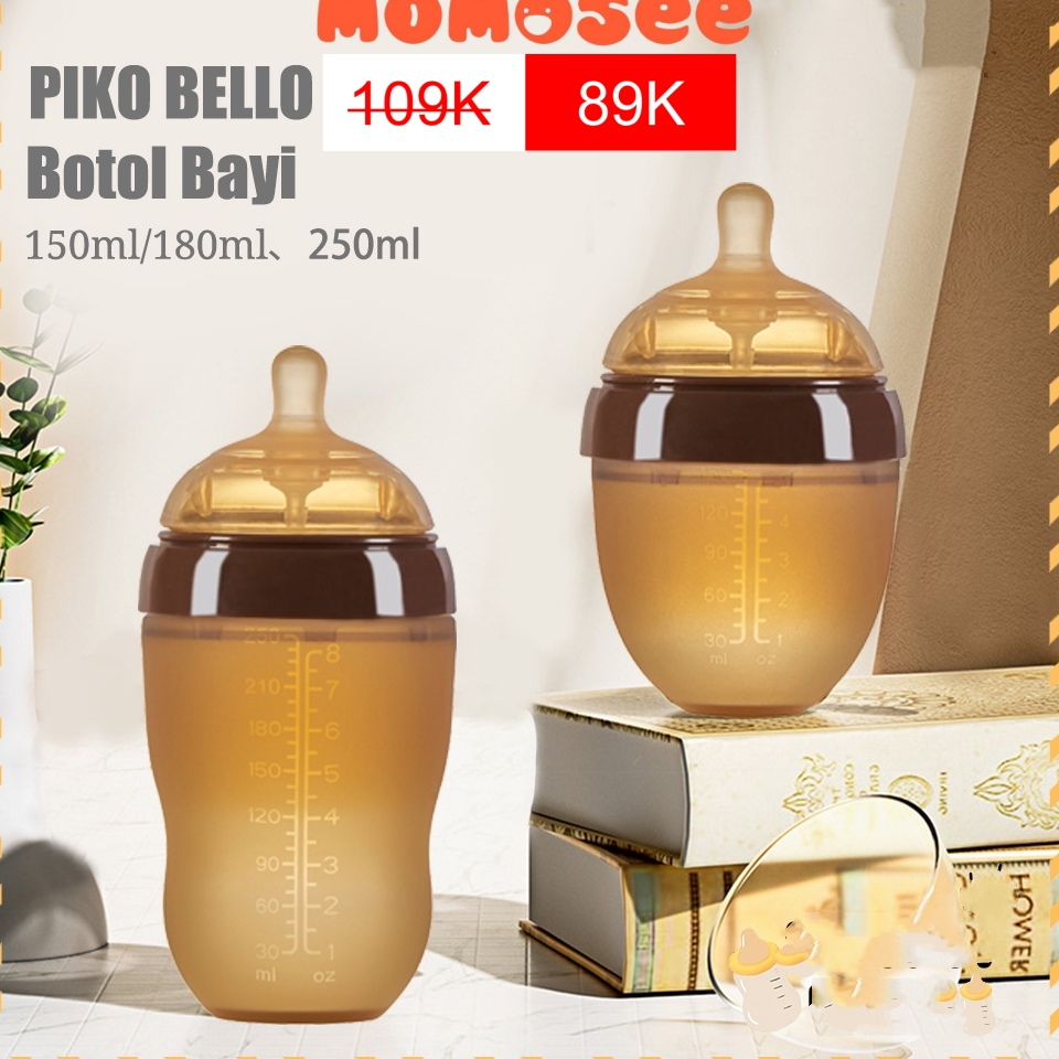 Star 6.6 Momosee Botol Susu Bayi Piko Bello Anti Colic Dot Silicone Food Grade Anti Kolik Leher Leba