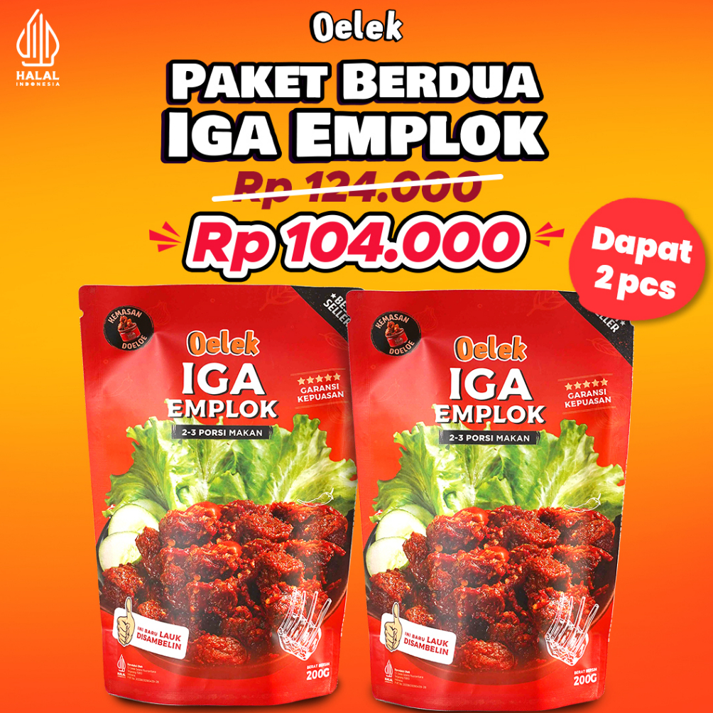 

Terbaru 9.9 Paket Berdua Iga Emplok Oelek - 2 Pack Iga Emplok / Iga Mercon / Iga Sambal / Oseng Iga