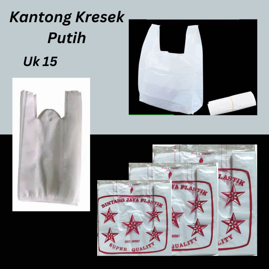 Eko Putih Uk 15 (10bks) | Kantong Plastik, kantong Kresek putih tipis