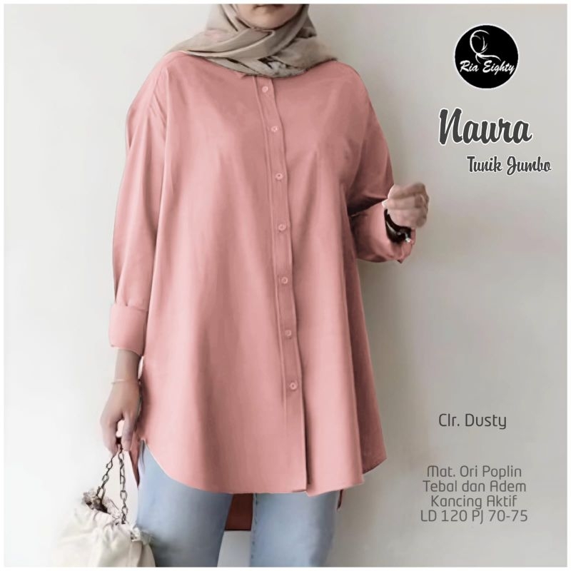 Naura Tunik Jumbo Ld 120cm / Ori Poplin Tebal dan Adem