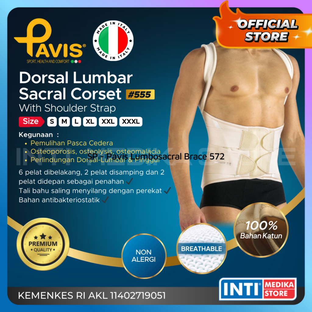 PAVIS - Dorsal Lumbar Sacral Corset with Shoulder Strap 555