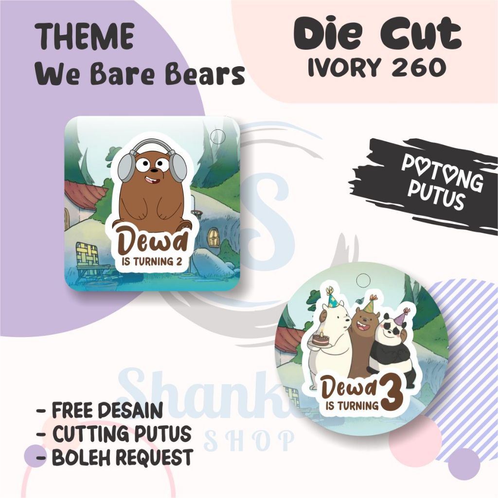 

Tag Bulat Kotak Ulang Tahun THEME WE BARE BEARS /Tag Label Ulang Tahun / Hangtag Hampers Custom