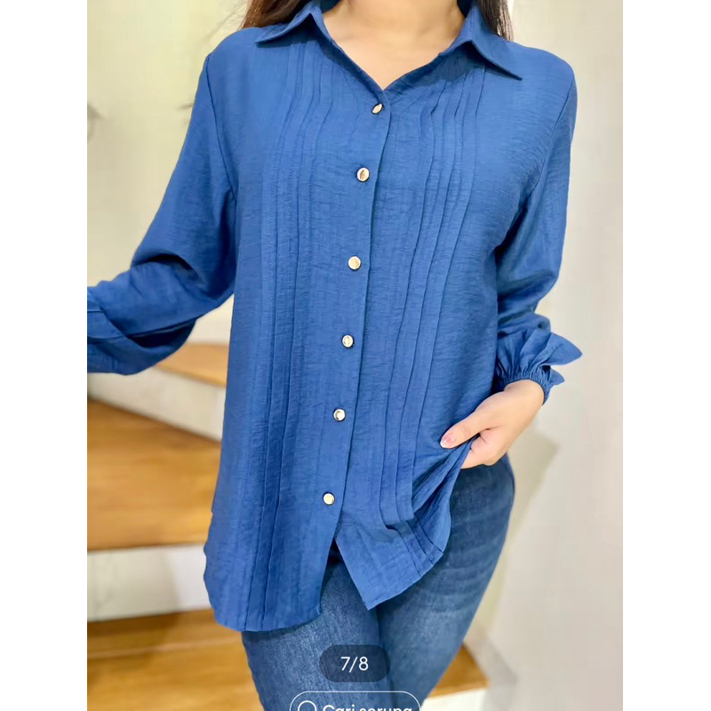 BLOUSE WANITA LENGAN BALON PREMIUM / KEMEJA CEWEK POLOS TERBARU / ATASAN WANITA CRINKLE LENGAN PANJA