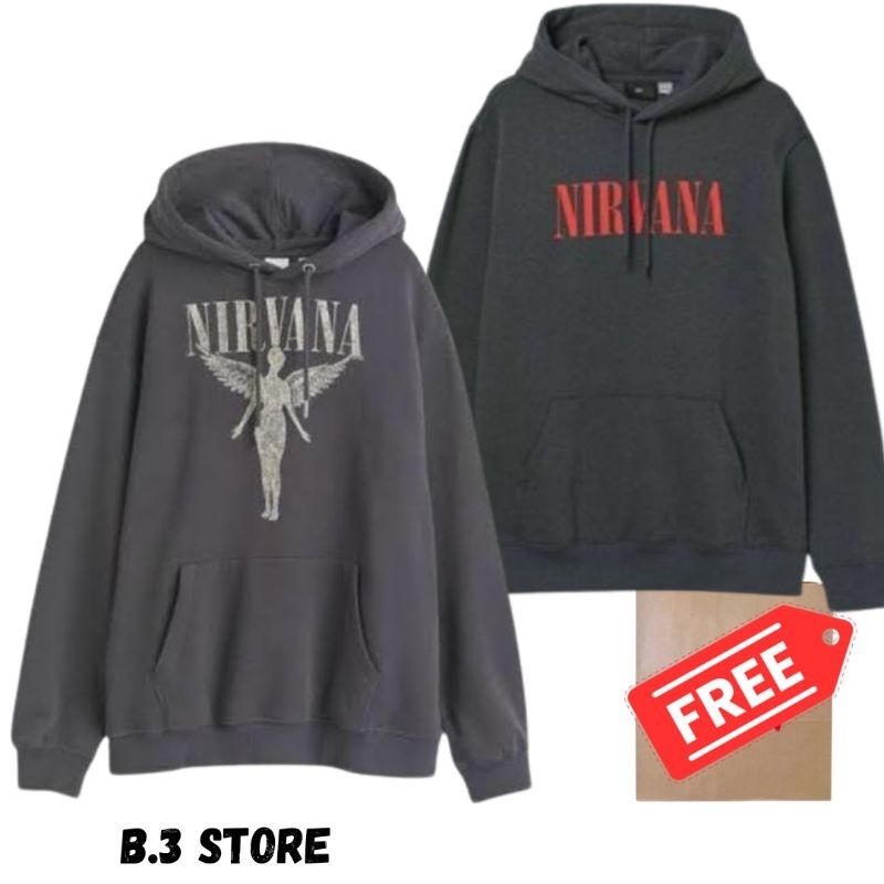 Hoodie Jaket HM Nirvana Euditero Dark Grey Nirvana List Merah Dark Grey Jaket Sweater Pria Wanita Fu
