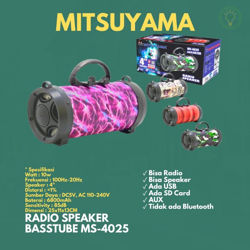 Mitsuyama Radio Speaker Basstube MS-4025 | Speaker Karaoke MS-4025BT Discotix | Amplifier MS-4025BT 