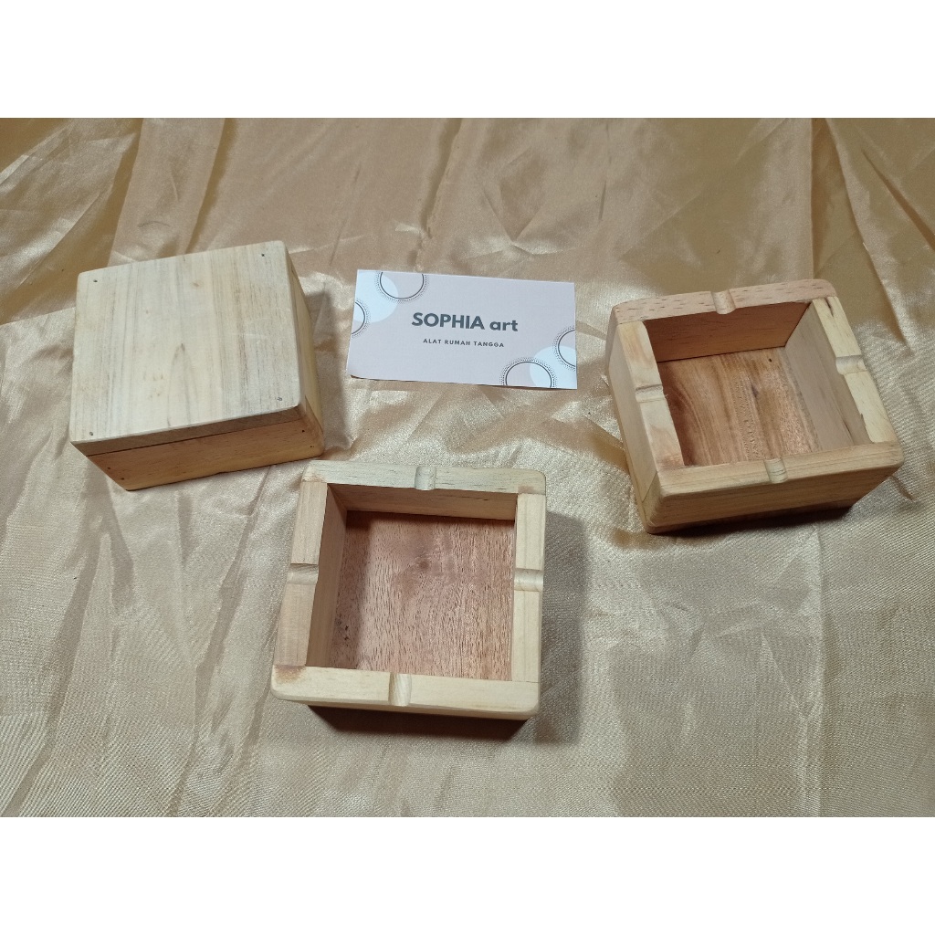 ASBAK KOTAK KAYU TEMPAT ABU PUNTUNG ROKOK