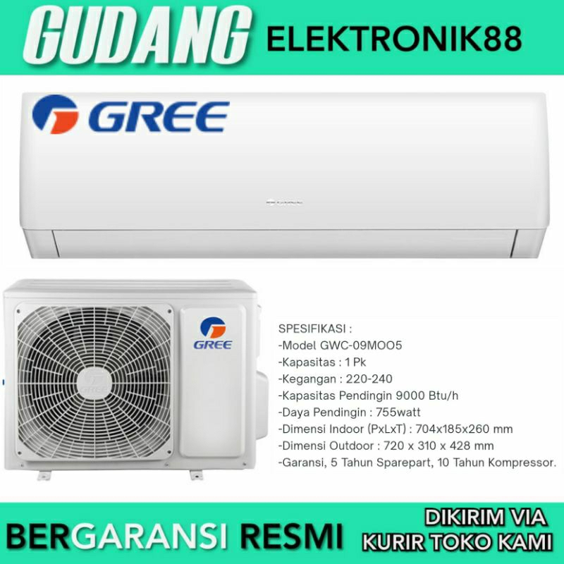 Ac Gree 1 Pk GWC-09M005 1Pk Air Conditioner Gree Unit-Only