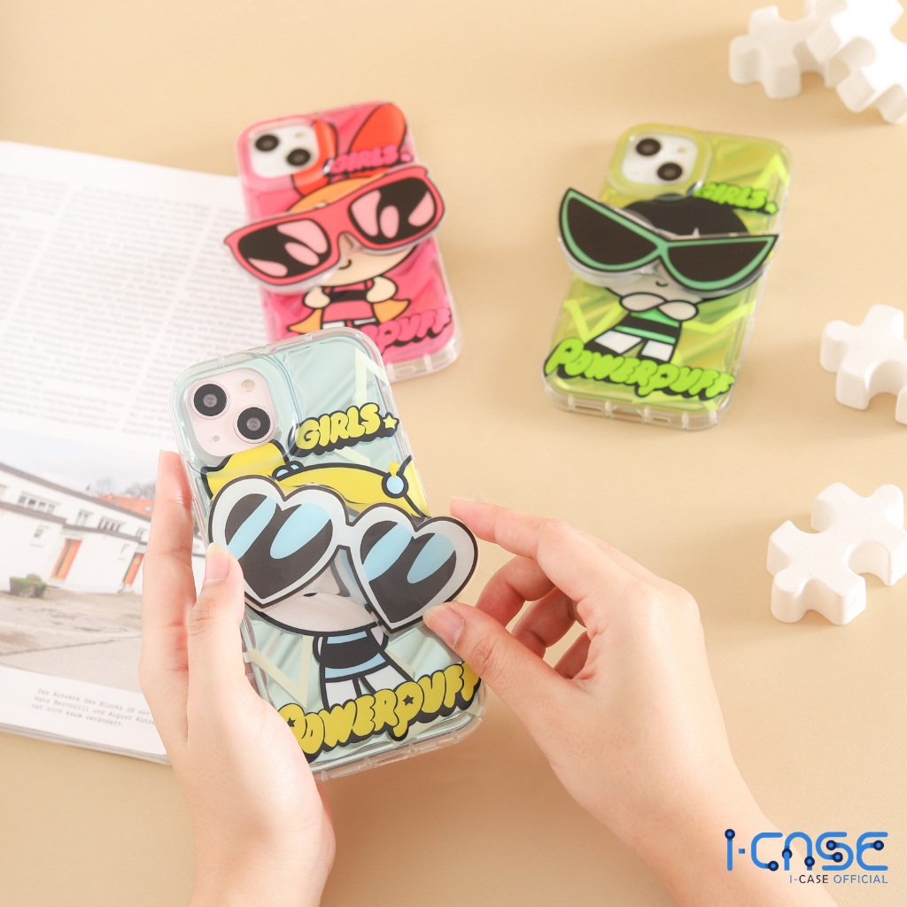 Softcase Girls Powers + Pop Socket Fullcover for iPhone X XS XR XSMAX 11 12 13 14 15 Plus Pro Max