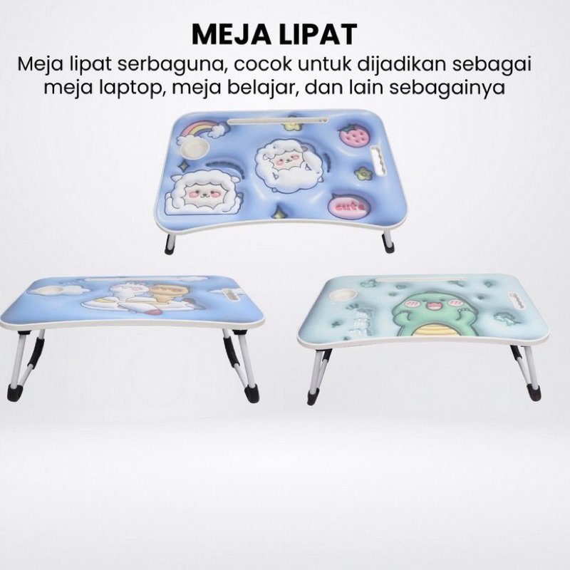 Meja Laptop Lipat Portable Meja Belajar Anak Multifungsi Anti Air Karakter