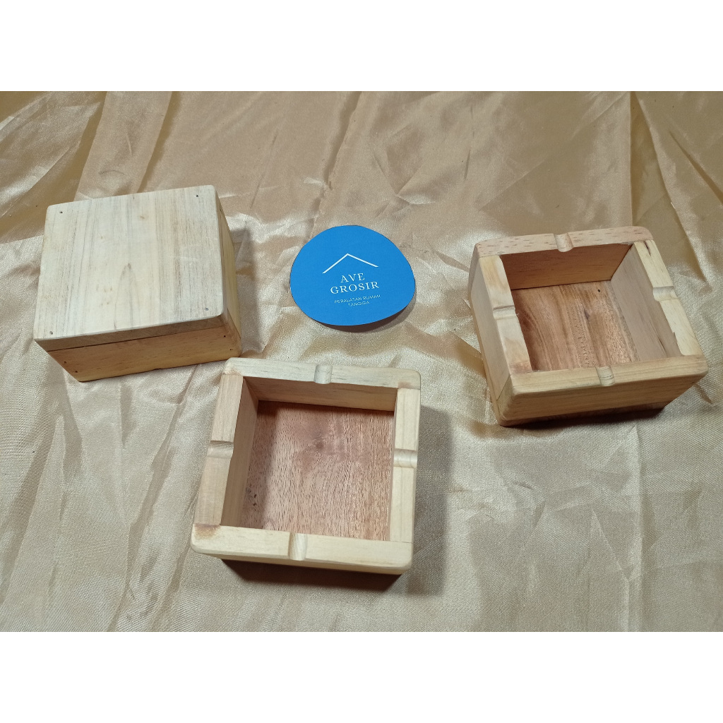 ASBAK KOTAK KAYU TEMPAT ABU PUNTUNG ROKOK