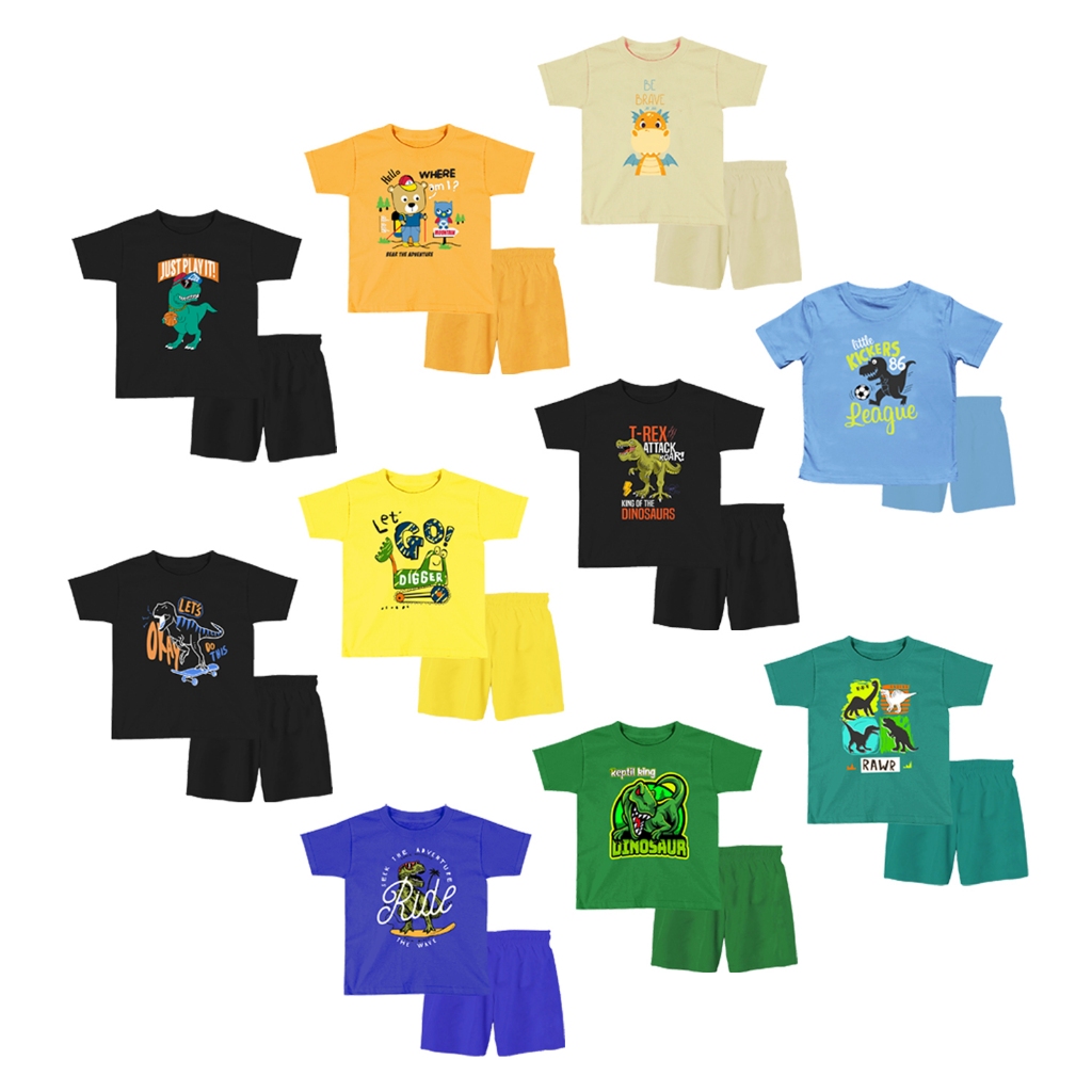 Setelan Kaos Anak / Stelan Baju Celana Anak LAKI-LAKI & PEREMPUAN Katun Combed Unisex Distro Anak T-