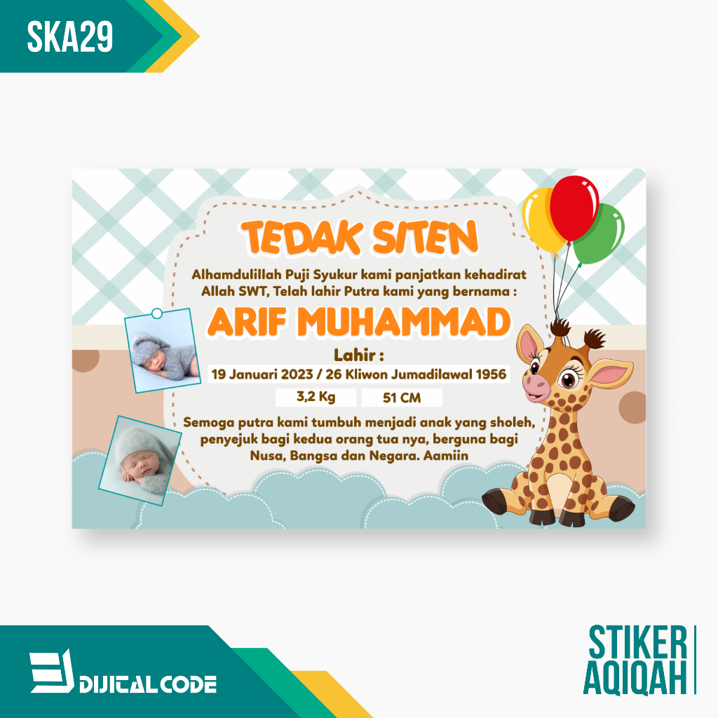

SKA29 Stiker Label Syukuran Aqiqah Kelahiran Anak