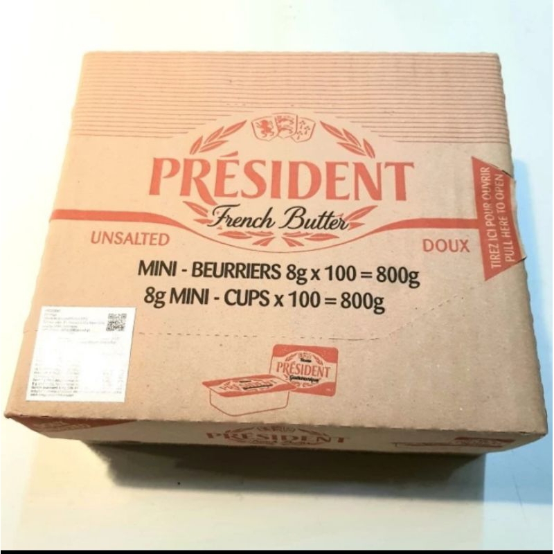 

PRESIDENT Butter Unsalted 82% Fat Minitubs 8 gr - box (100pcs)