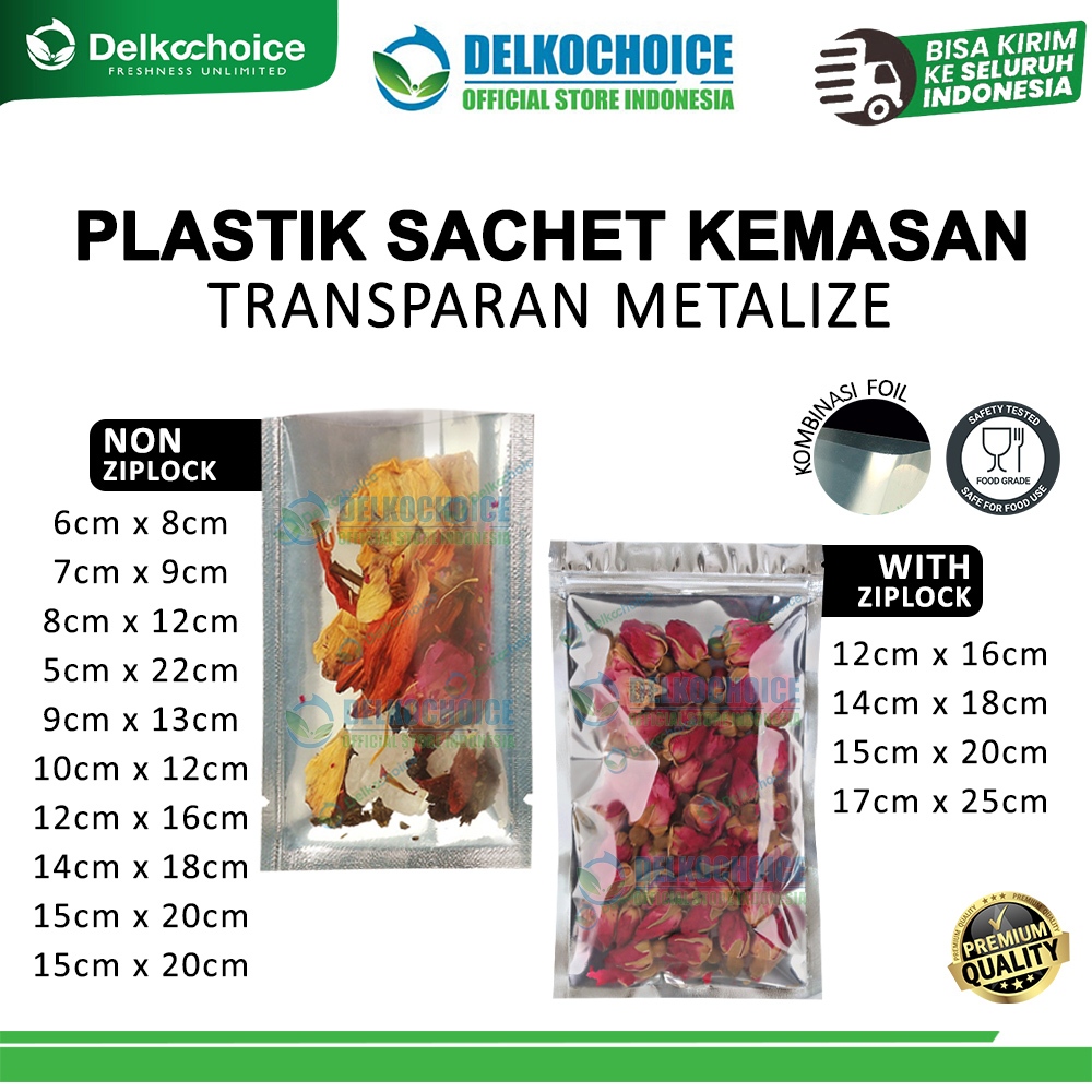 PLASTIK SACHET BAG TRANSMETZ CLEARMETZ SASET DELKOCHOICE ALU FOIL