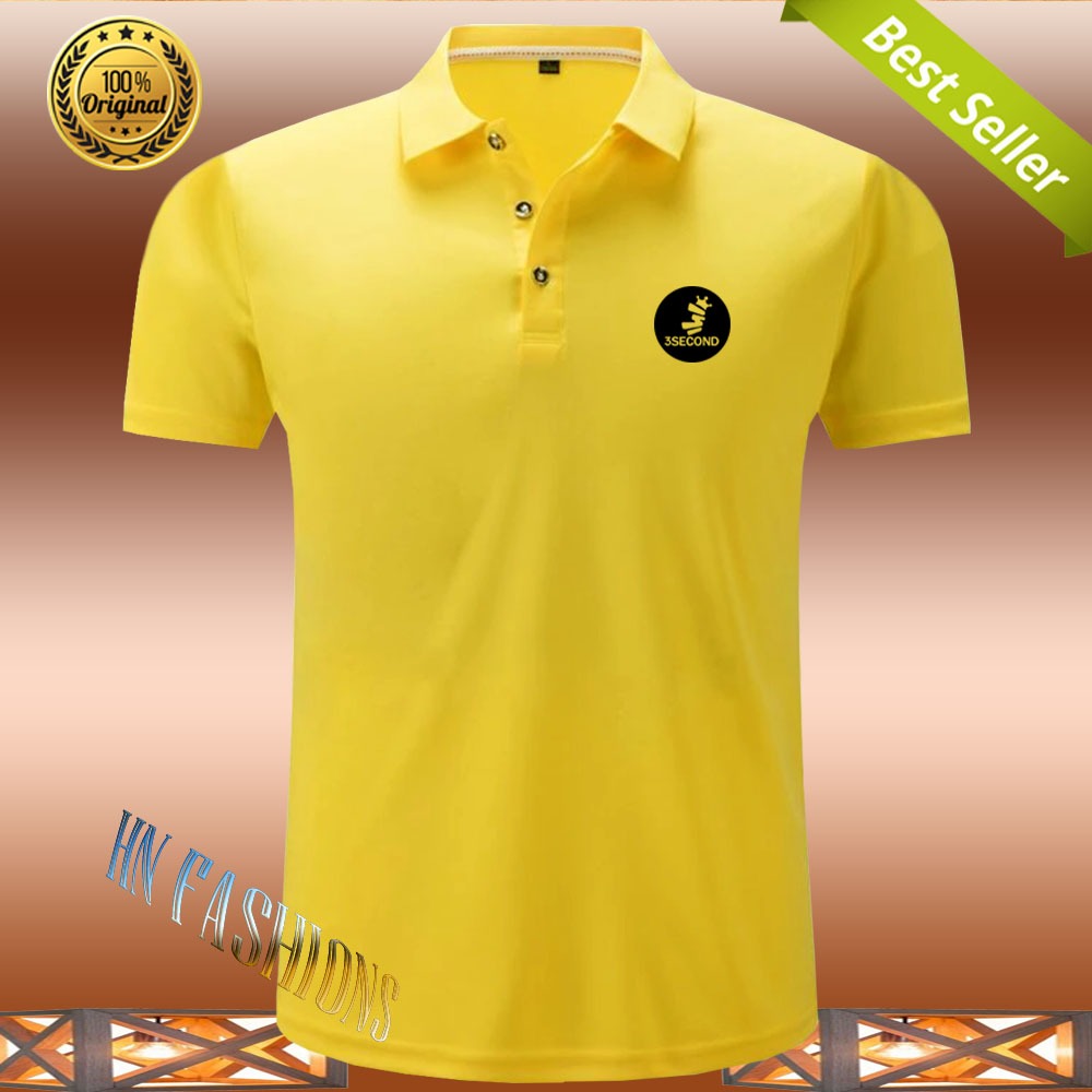 Hn Fashion -  Polo Kerah  3Second Bulat Hitam - Kaos Kerah Pria Distro - Kaos polo Shirt pria Kerah 