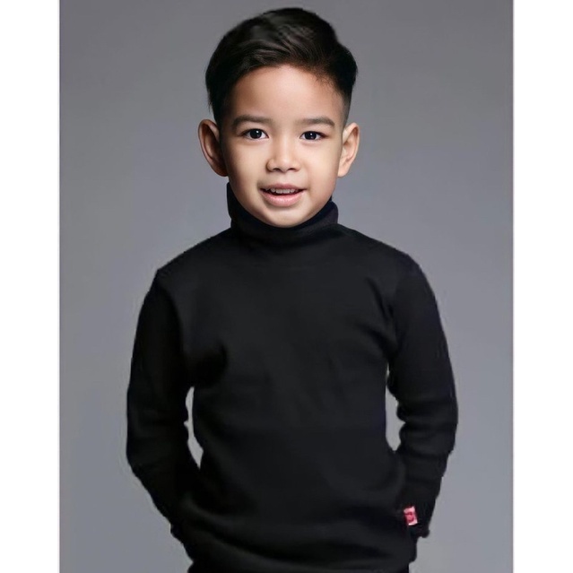 Sweater Rajut Turtleneck Anak - anak Umur 4 sampai 12 tahun / Kaos Rib Kerah Tinggi Anak Laki - laki