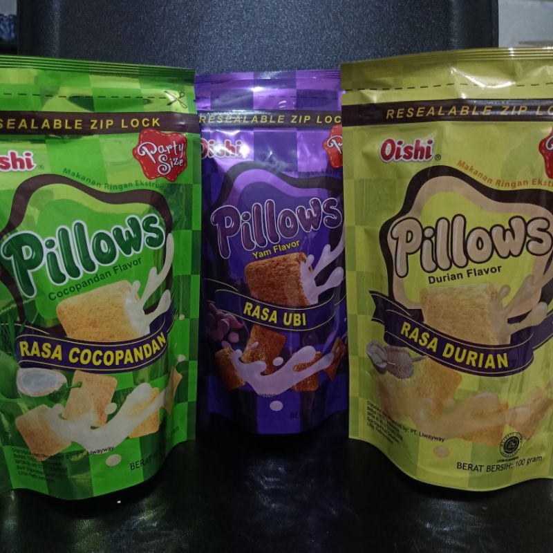 

Pillows 100gr, rasa ubi/rasa cocopandan/rasa durian