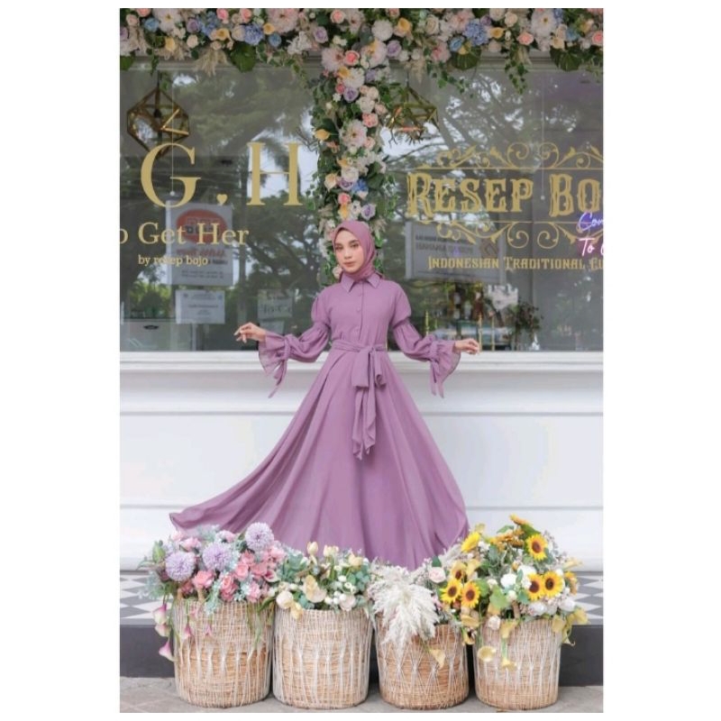 Hafizah Dress Premium Syari Ceruty  Busui Fashion