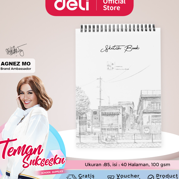 

➡✡✼ Deli Buku Gambar B5 Vertikal Jilid Spiral, 40 Halaman, Dapat Dibalik 360 Derajat 73628 Ready Stok