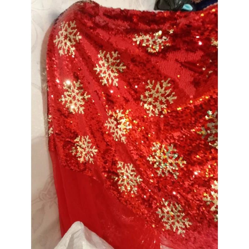 kain/bahan sequin seribu payet bolak balik bunga salju