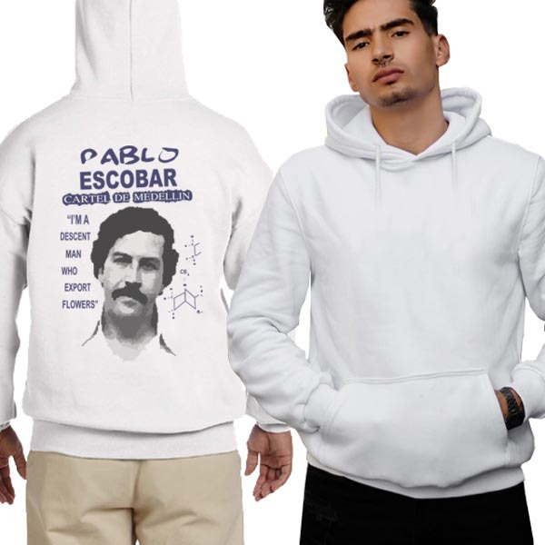 New Hoodie Pablo Escobar Hoodie White Jumper Bahan Cotton Fleece