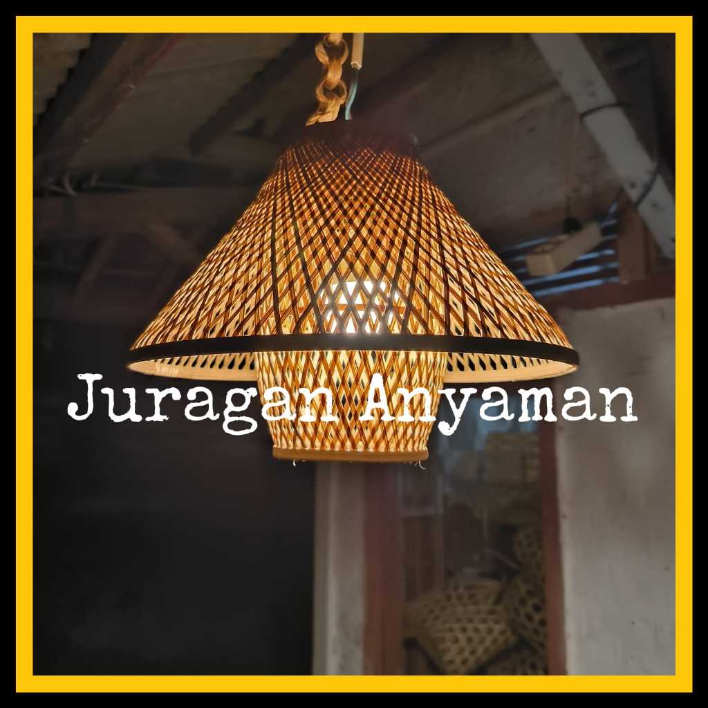 Kap Lampu Gantung Estetik Anyaman Bambu Model J Dekorasi Ruangan Minimalis Cafe Resto Resort Villa H
