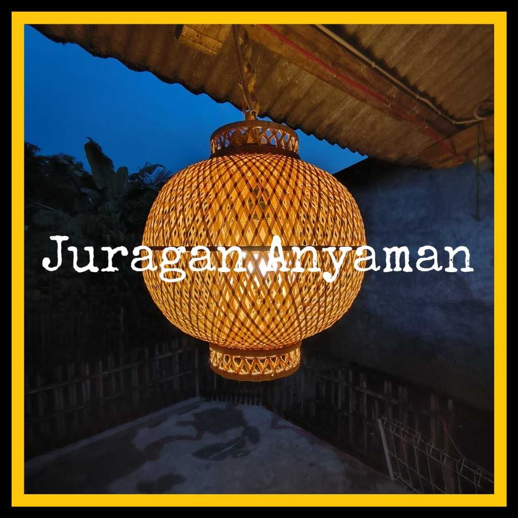 Kap Lampu Gantung Estetik Model L Anyaman Bambu Dekorasi Ruangan Minimalis Cafe Resto Resort Villa H