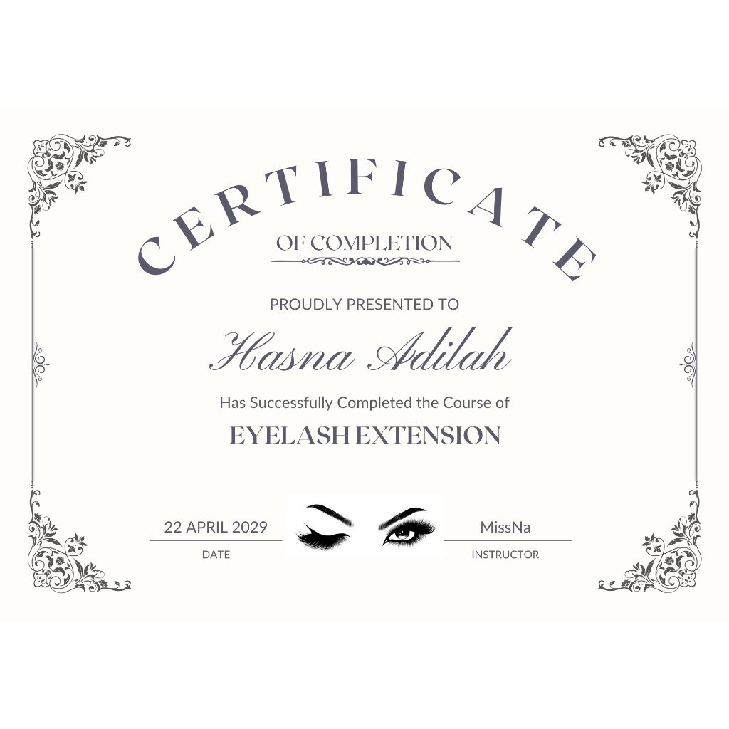[TIDAK DICETAK]DESAIN SERTIFIKAT EYELASH EXTENSION SIMPLE| JASA DESAIN SERTIFIKAT EYELASH DLL