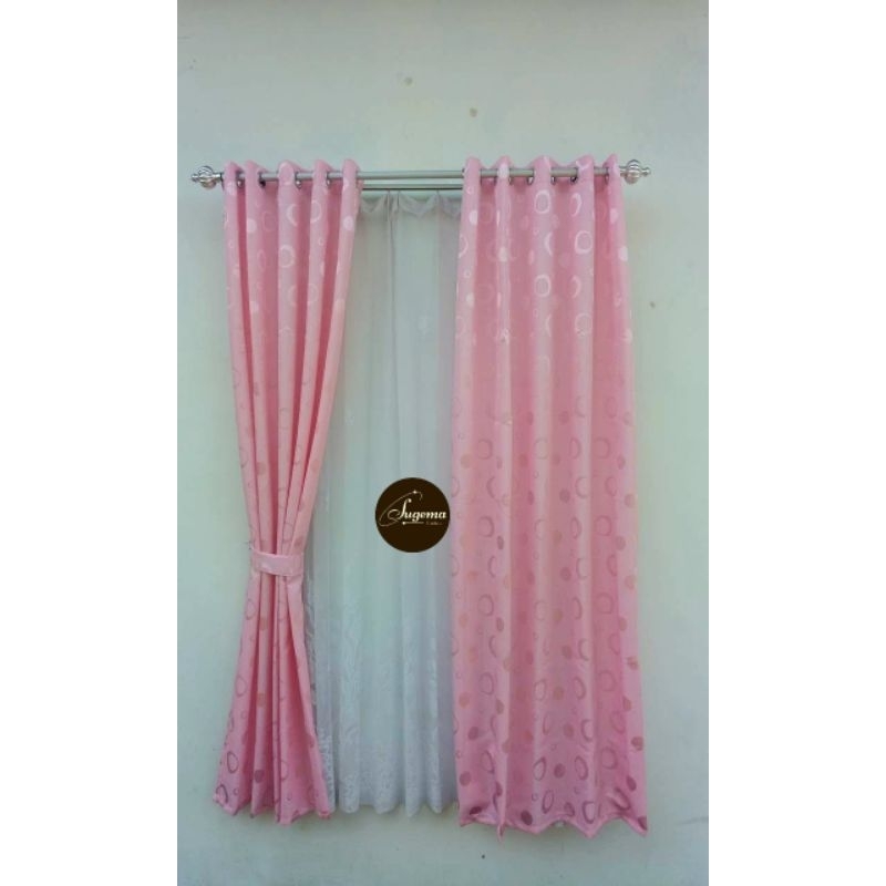 GORDEN PINTU JENDELA GORDENG MINIMALIS HORDENG MURAH TIRAI MOTIF POLKADOT