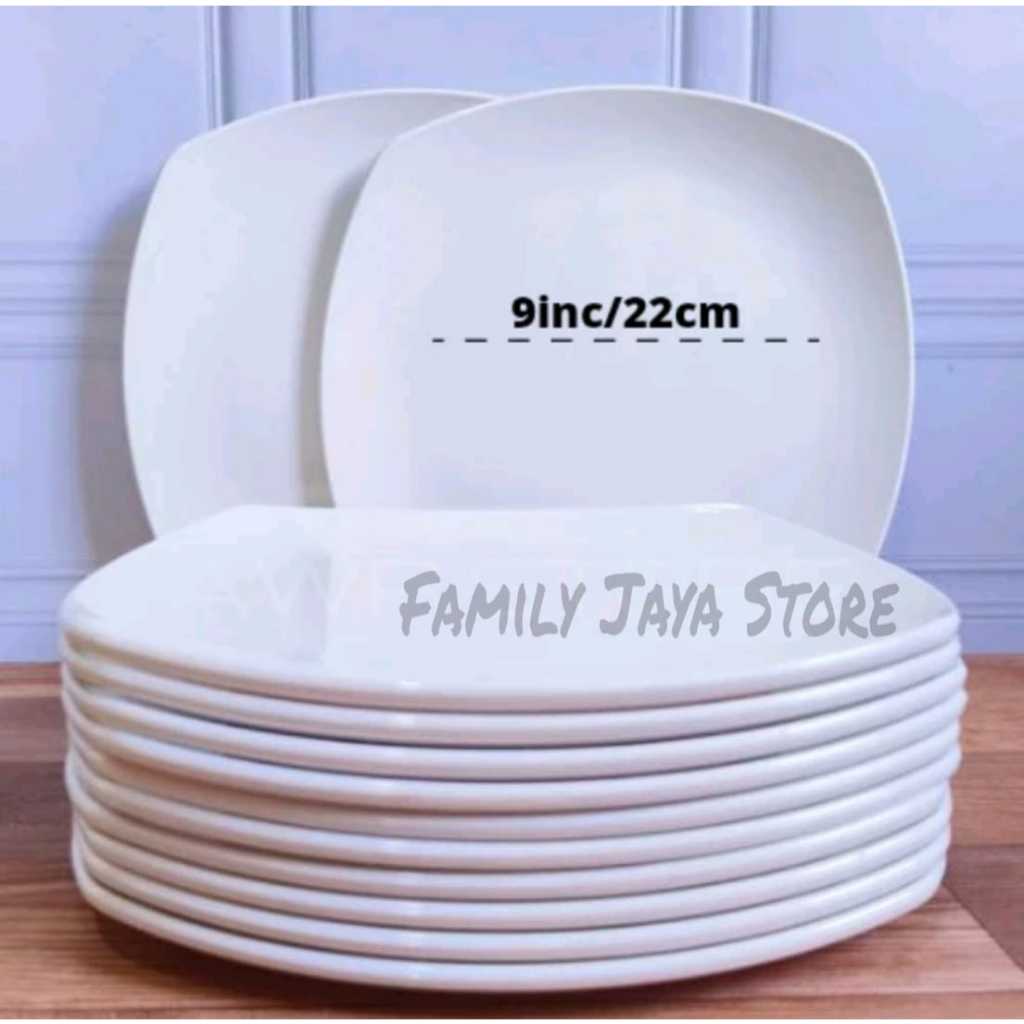 FJS - Promo (6pcs / 1 lusin) Piring Melamin Persegi Ceper (9 inch) Piring Makan Melamine | Piring Me