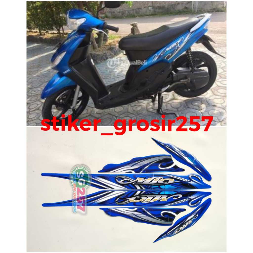 STIKER STRIPING & LIS BODY MOTOR MIO SPORTY SMILE 2010 2011 BIRU STANDAR