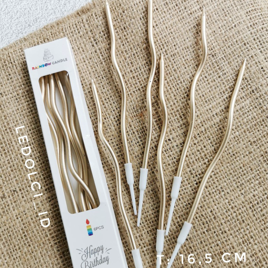 

Baru Lilin Ultah Ulang Tahun Birthday Candle Wavy Spiral Bagus Premium Murah Isi 6