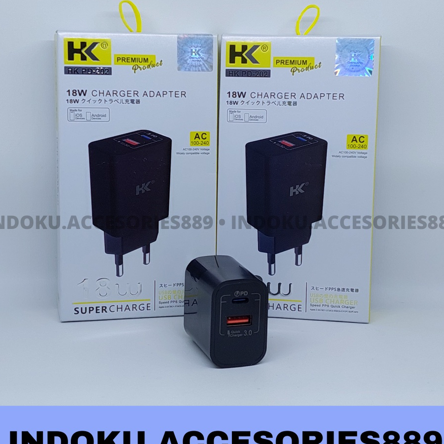 SPESIAL DISCOUNT Adaptor Batok HK PD-202 18W ORIGINAL Fast Charging