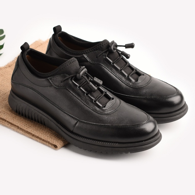 Sepatu Kulit Sneakers Pria Volve Wave Leather Black Original