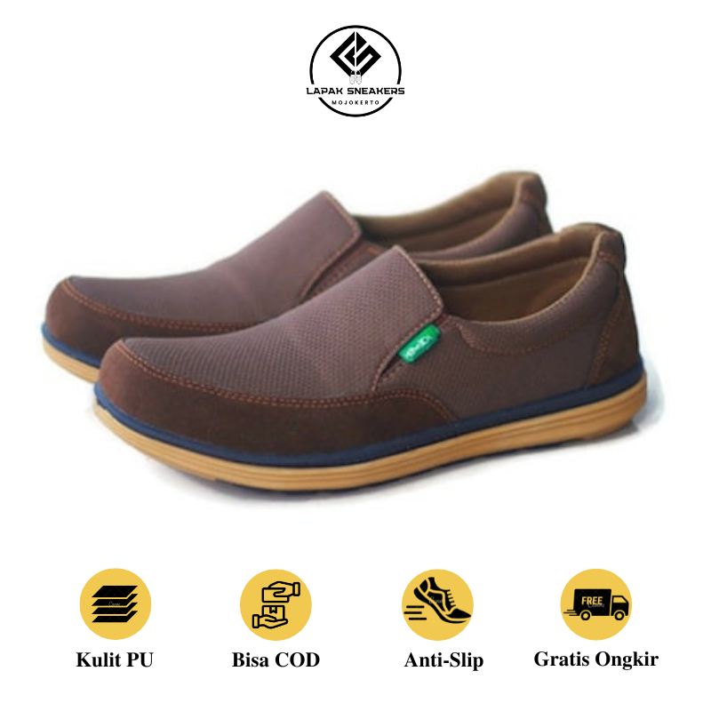 Sepatu Kerja Kantor Slip On Joemen J  29 Pria Bahan Kulit Brand Lokal Original | Sepatu Kerja Casual