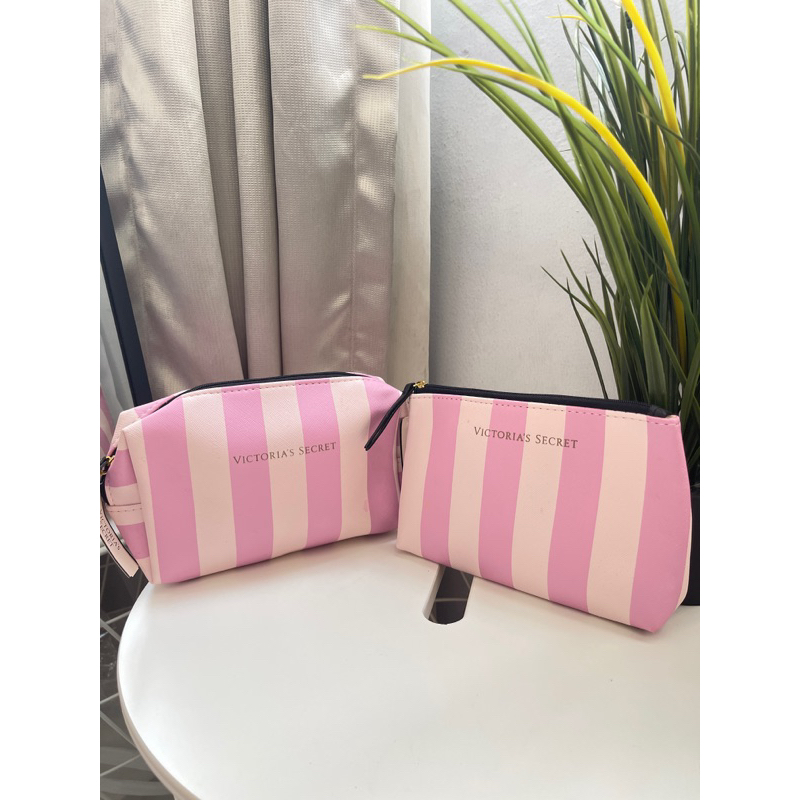 pouch makeup victoria’s secret strip pink