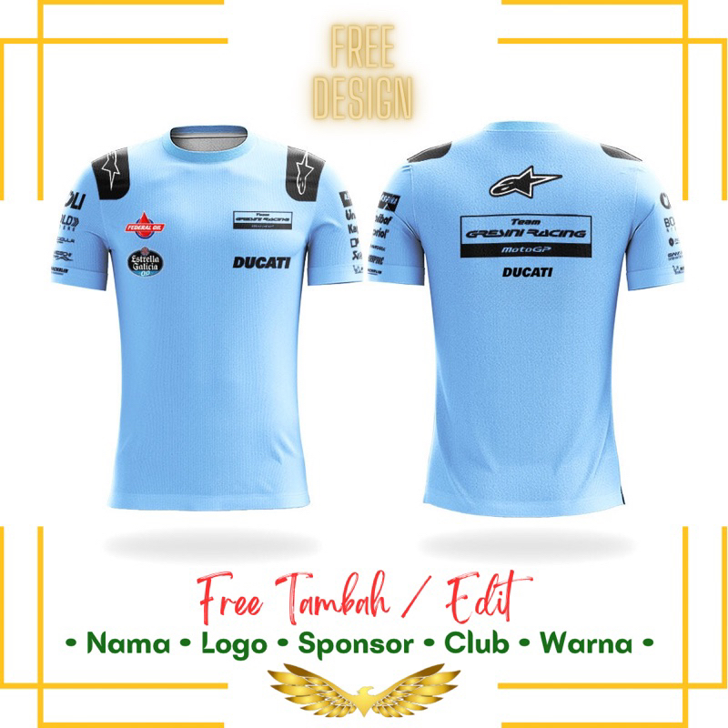 Jersey Baju Kaos Dryfit Printing Custom Big Size Jumbo Size | DUCATI GRESINI TEAM MOTOGP