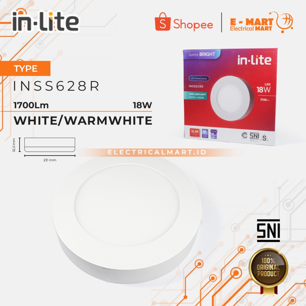 Downlight INLITE OB 18W Bulat Downlight Panel LED Tempel