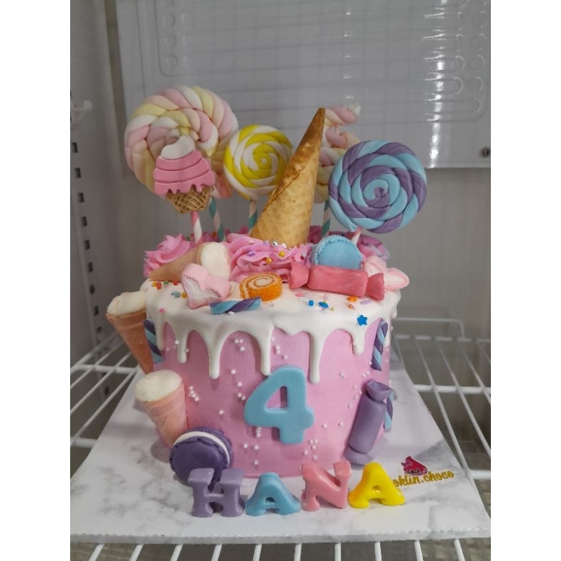 

Kue ulang tahun es krim / cake birthday cone candy / kue ultah permen lolipop