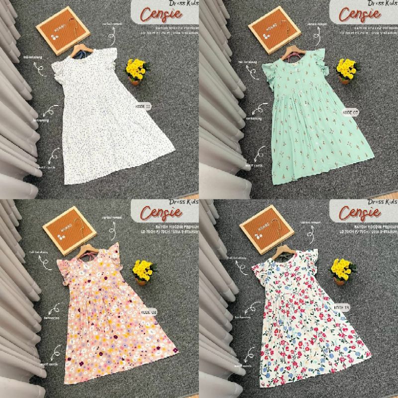 DRESS CENSIE DASTER ANAK PEREMPUAN BY MOWMO USIA 5-8 tahun BAJU HARIAN DIRUMAH ANAK BAHAN RAYON VISC