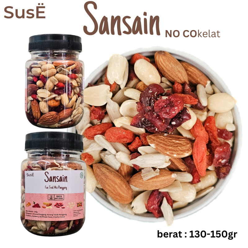 

SUSE NOCO Sansain Trail Mix Cemilan Sehat Tanpa Minyak Mix Trail Premium Mix Kacang Panggang Mix Buah Buahan