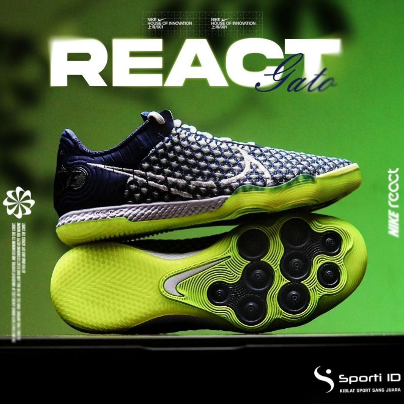 Sepatu Futsal Nike React Gato IC - Blackened Blue CT0550-470 Original | Nike Gato