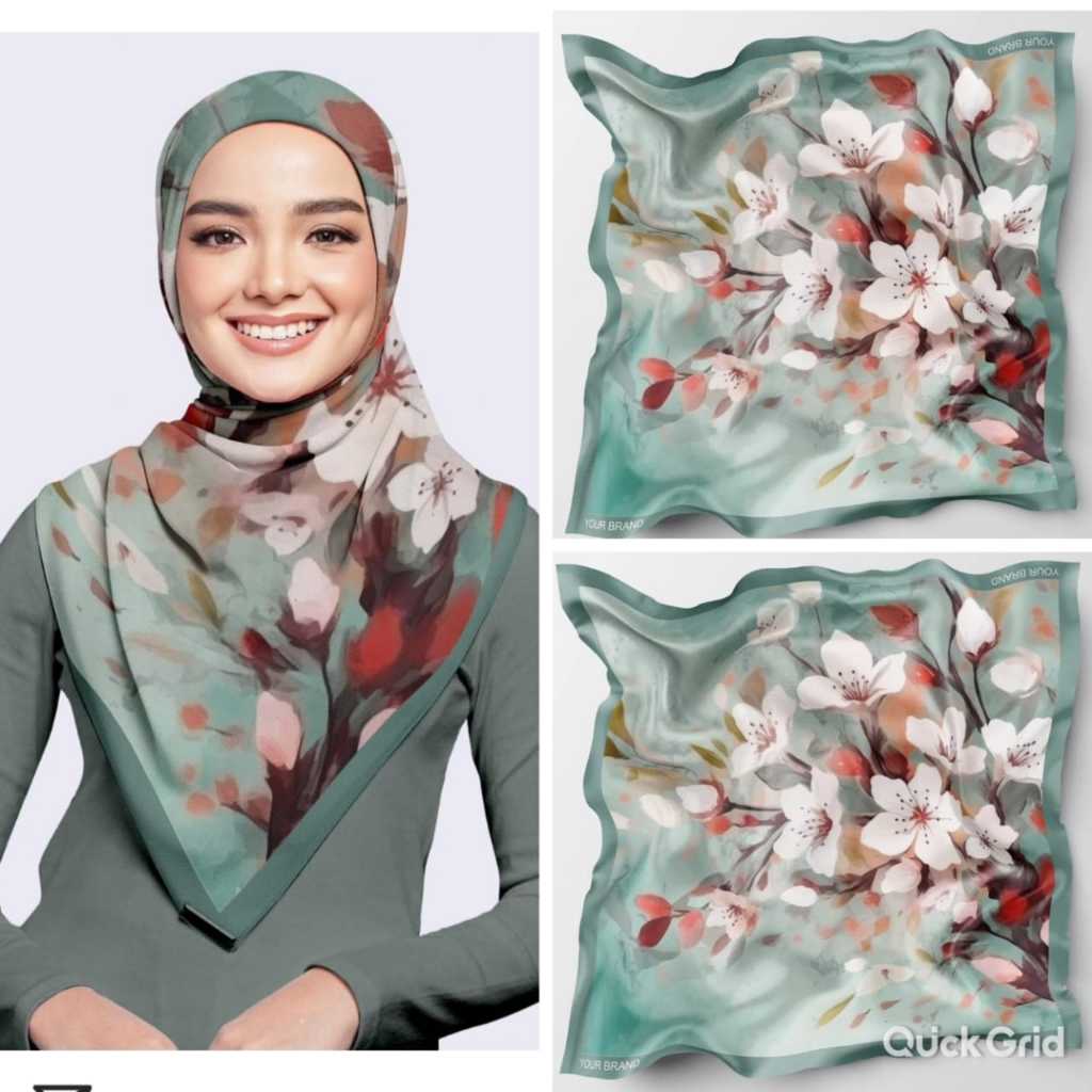 Hijab Segiempat Motif Ala JP // Rainbow Chain Milla Denada Raya Kanaya Gradasi Series