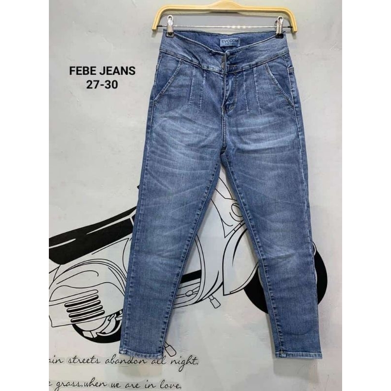 DOM FEBE RIPPED JEANS/ Celana Skinny Wanita Kancing 2 Febe Dom