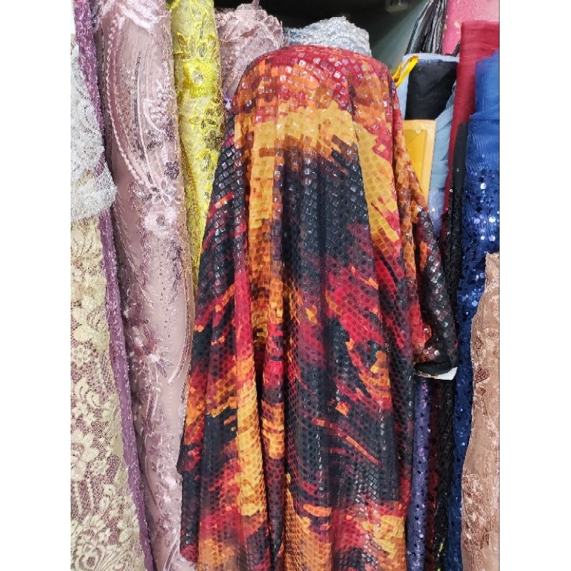 Bahan / Kain Spandek Sequin Antik Gradasi | Sequin Gradasi Terbaru