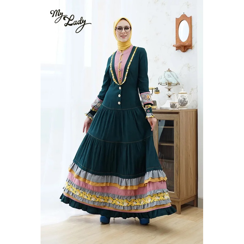 MY LADY- GAMIS TUNEECA AZALEA T-0523005 /GAMIS ABAYA DRESS MUSLIMAH BRQBDED MODERN