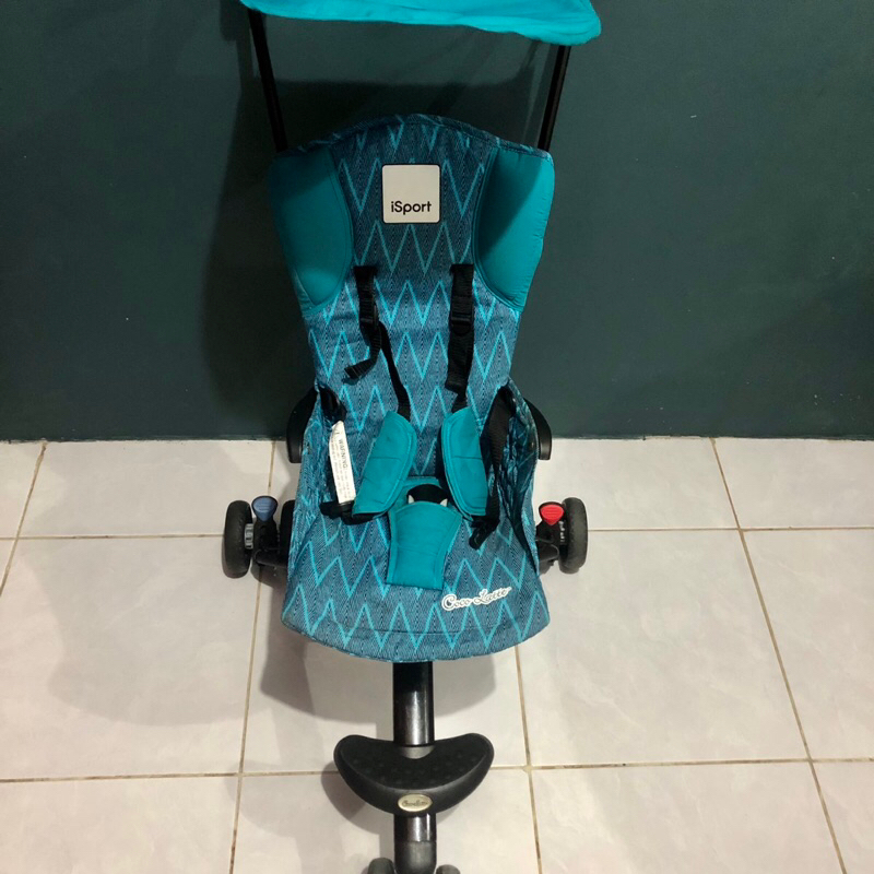 Stroller Cocolatte iSport Blue Rangka Besi Hitam Lengkap Tas